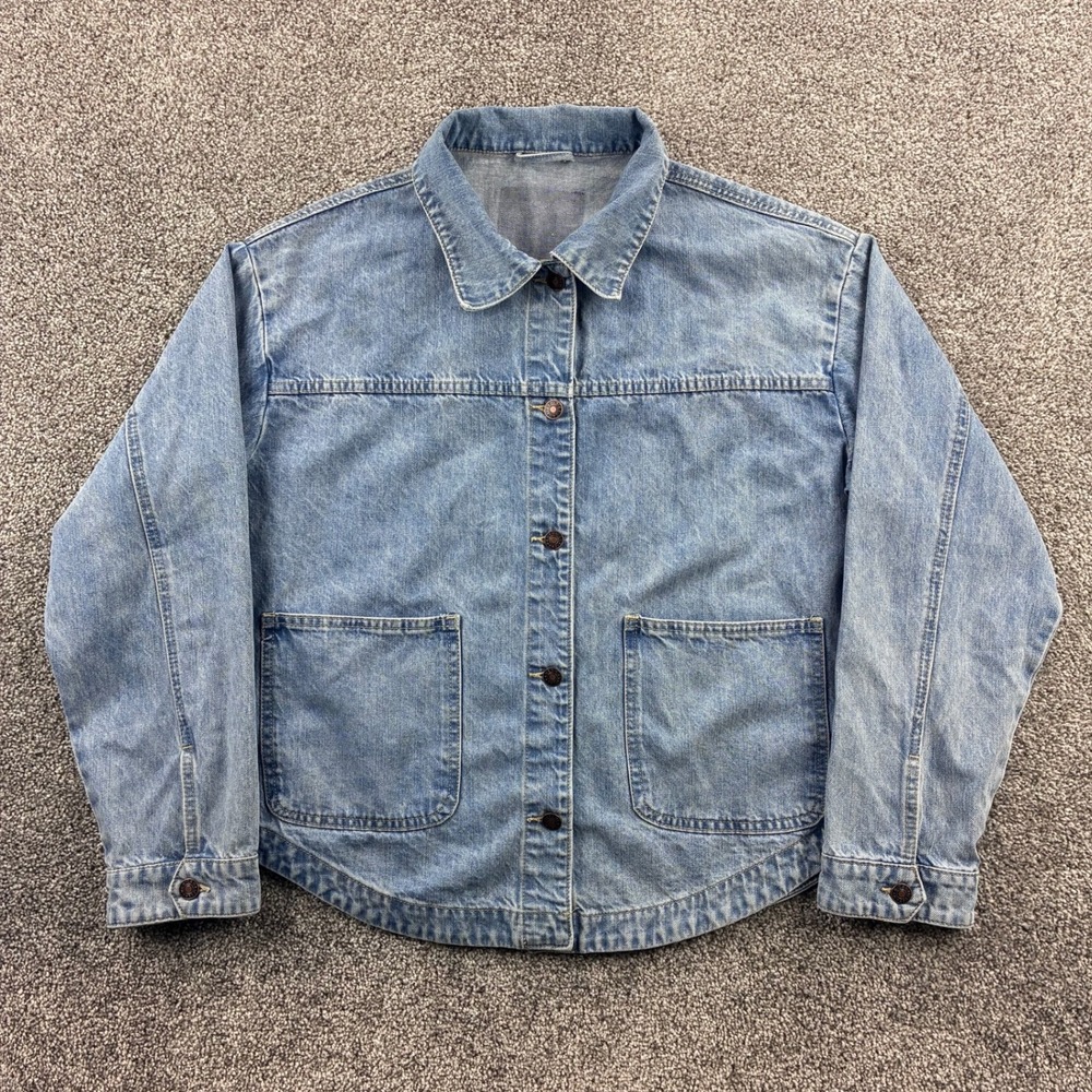 Vintage American Bazi Denim Chore Jacket Women's XL Light Wash Cotton Utility